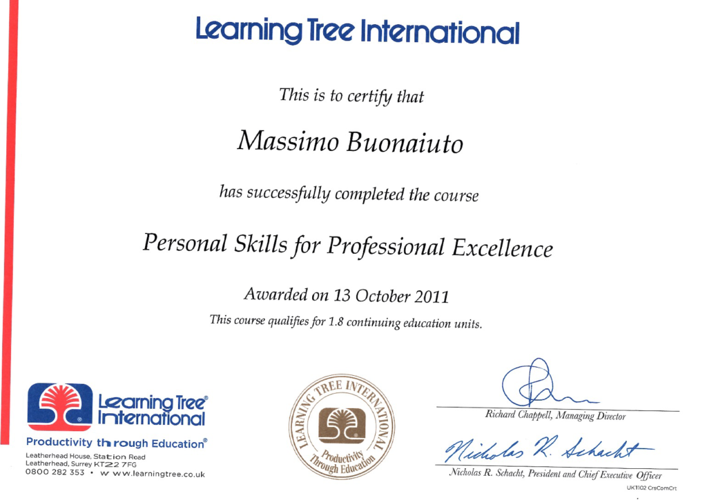 Certificate "Personal Skills for Professional Excellence"​